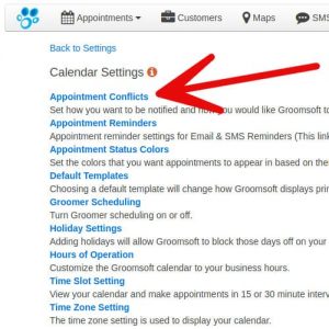 Calendar Settings Menu Options
