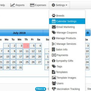 Main Menu Calendar Settings